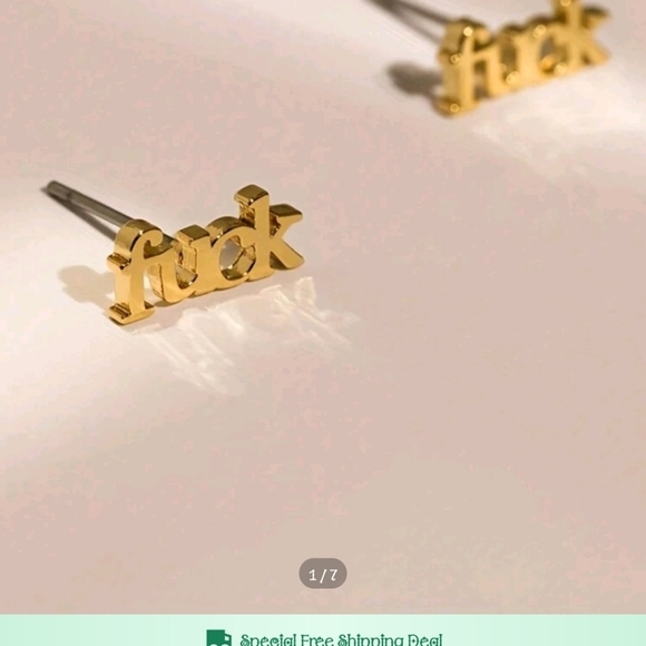 🔹️F U C K  Gold Vintage Stainless Steel Letter Stud Earring ✨️ - Picture 4 of 4